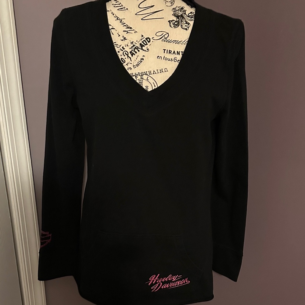 Harley-Davidson Women's Black Long Sleeve V-Neck Tee